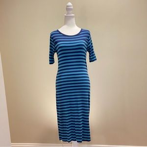 LuLaRoe Women’s Julia Dress Size M Blue Stripe